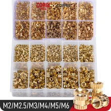  M2 M2.5 M3 M4 M5 M6 Brass Heat Insert Nut Assortment Set Hot Melt Nutinsert Thread Knurled Double Twill Embedment Copper Nuts 