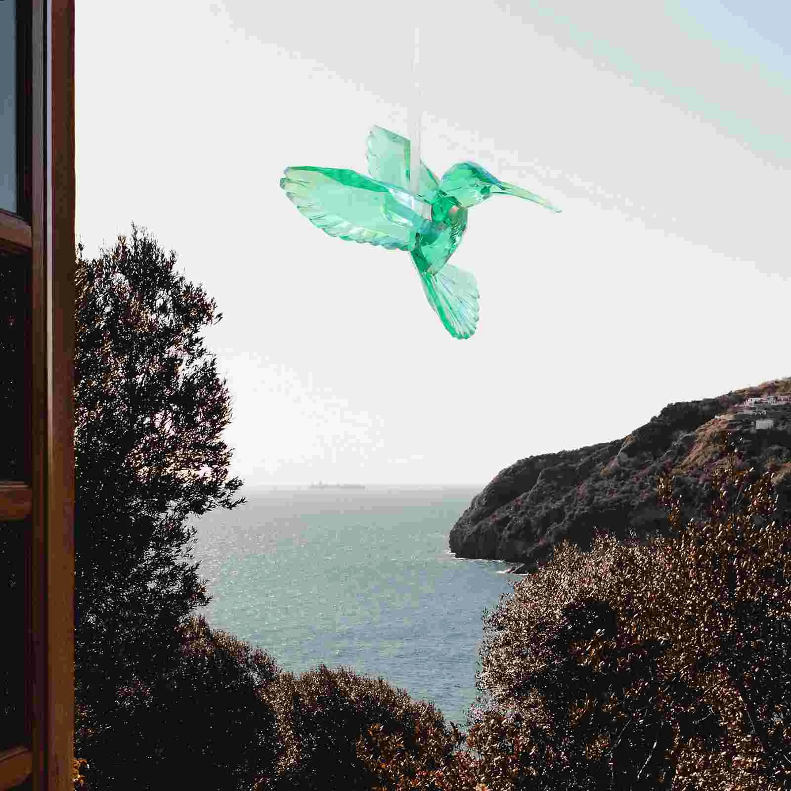 

3Pcs Acrylic Hummingbird Ornaments Hanging Iridescent Clear Hummingbird Pendants Crystal Bird Suncatcher Window Decor Memorial