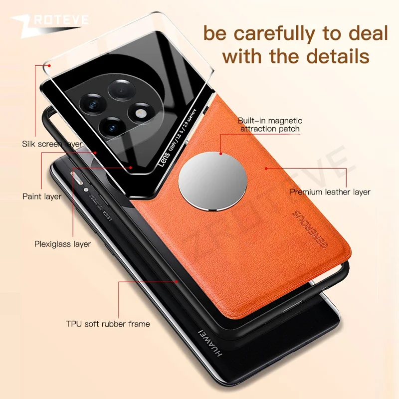 Elegant Zroteve PU Leather Magnetic Car Mount Phone Case