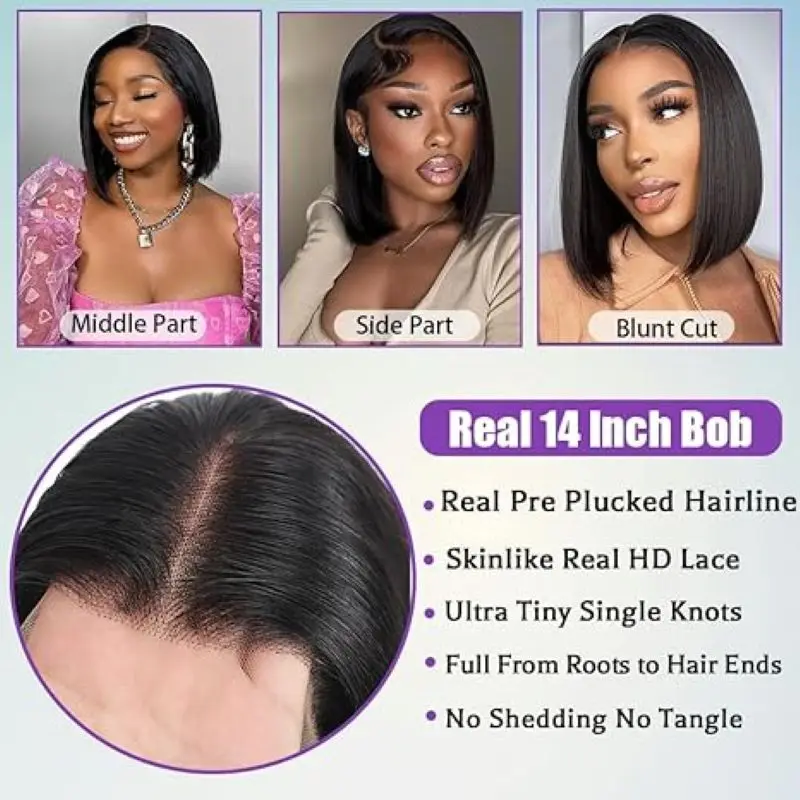 Rosslyn Straight Bob Wig Human Hair 100% 4x4 5x5 Glueless Wigs Wear And Go Black Wig Bleached Knotted Brazilian Wigs Original 5