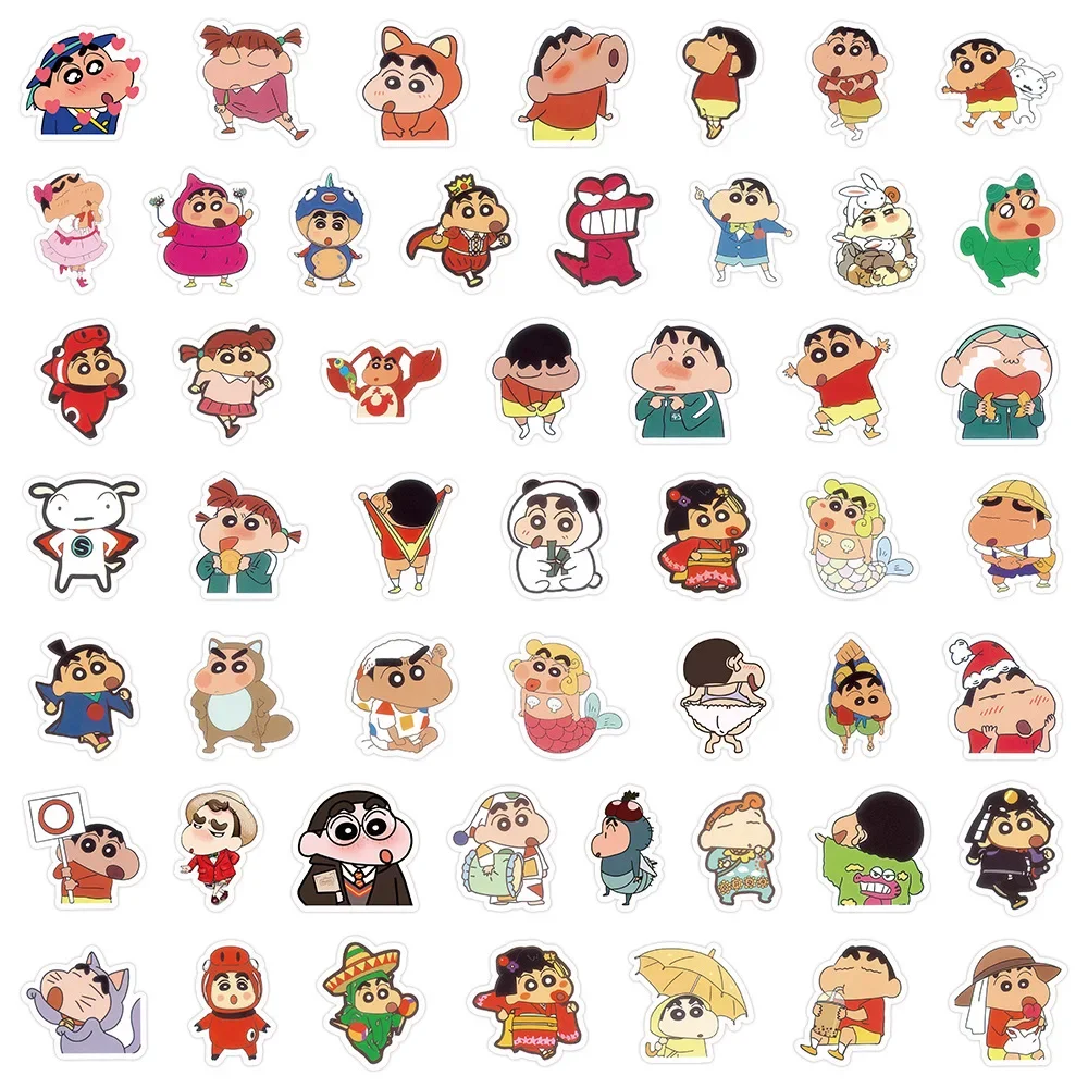Фото 100 шт. аниме стикеры Crayon Shin-chan, Женская водонепроницаемая модель, милые наклейки, упаковка, кожа для ноутбука, детские игрушки №3