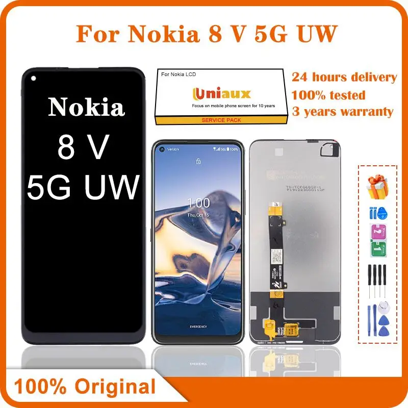 6.81 "Originale Per Nokia 8 V 5G Uw Display Lcd Touch Screen Digitizer Assembly Per Parti Di Riparazione Di Ricambio Per Schermo Nokia 8 V