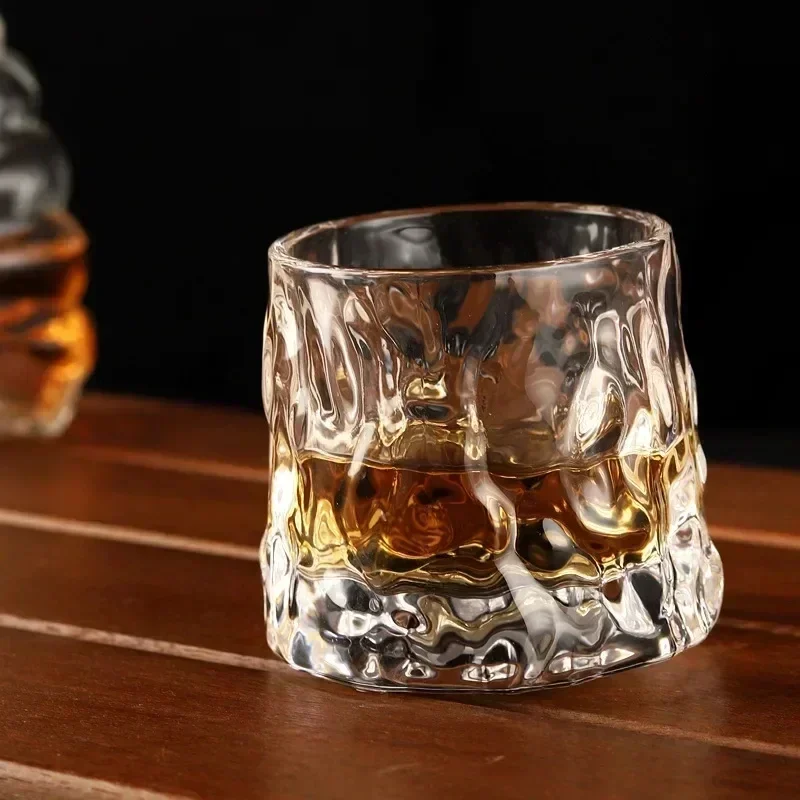 160ml Thickened Rotating Crystal Glass Wine Glass Ins Wind Nordic Whisky Glass Creative Personality Foreign Wine Tumbler Cup