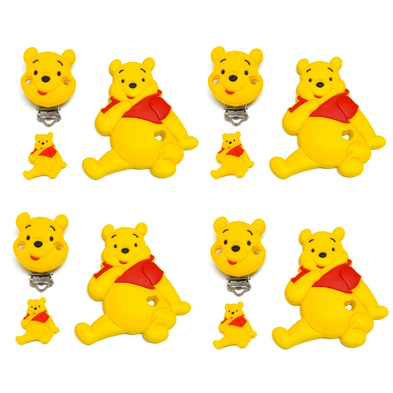 Pacifier Clip Pacifier Chain Pacifier Accessories Teether Clip Teething Beads Baby Silicone Accessories 5/10pcs Silicone Pooh Silicone Pacifier Clip Molar Bead DIY Pacifier Chain Jewelry Accessories