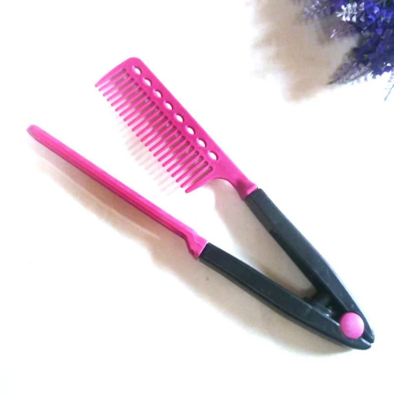 DIY Salon Folding Hairdressing Styling Hair Straightening V Type Comb Clip Design Fashion Salon Hairbrush Tools 2022 New HOT