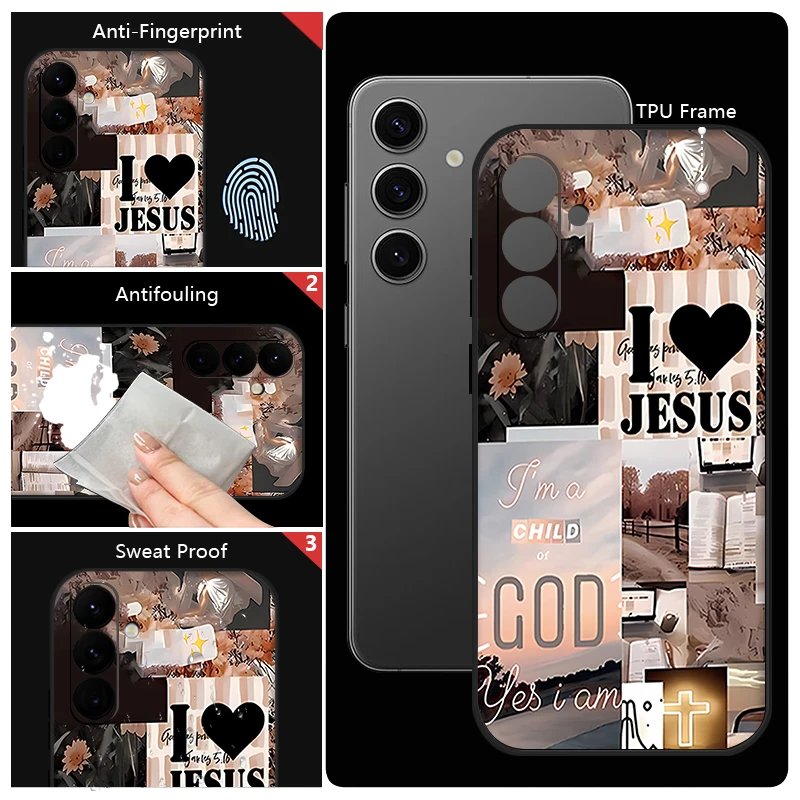 Divine Artistry Jesus Collage Pattern Soft Phone Case