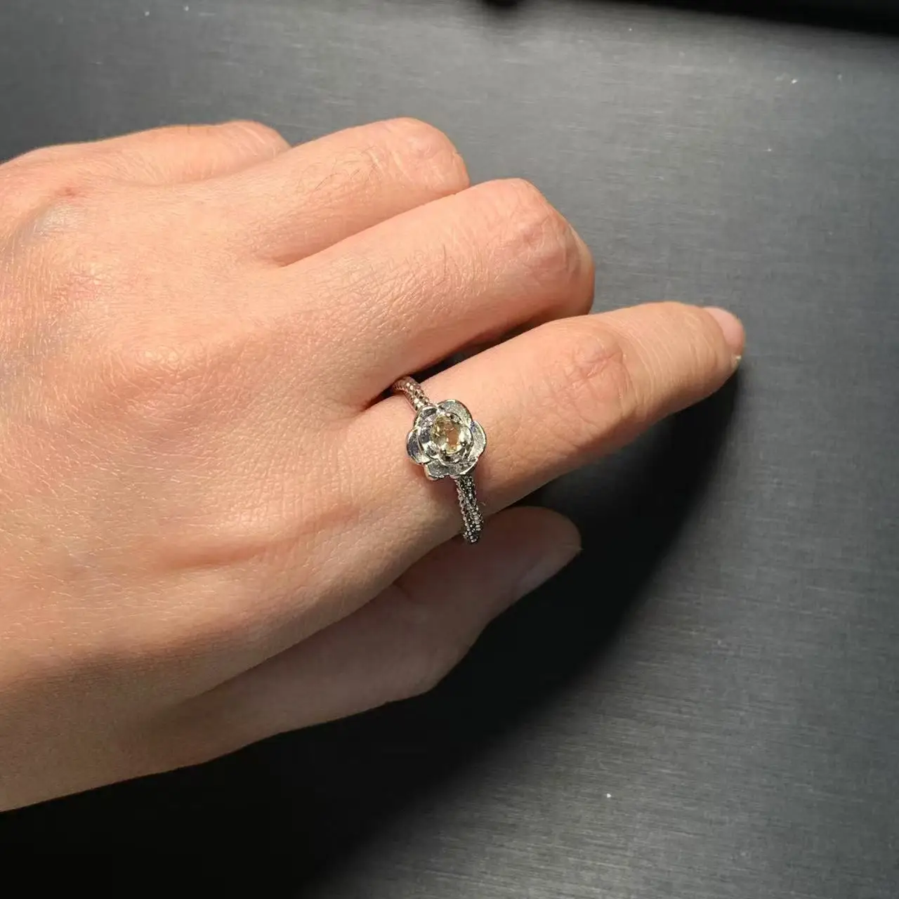 3MM Natural Citrine Ring Adjustable Female Ring Jewelry for Women Gift Wholesale High Quality Vintage Fine