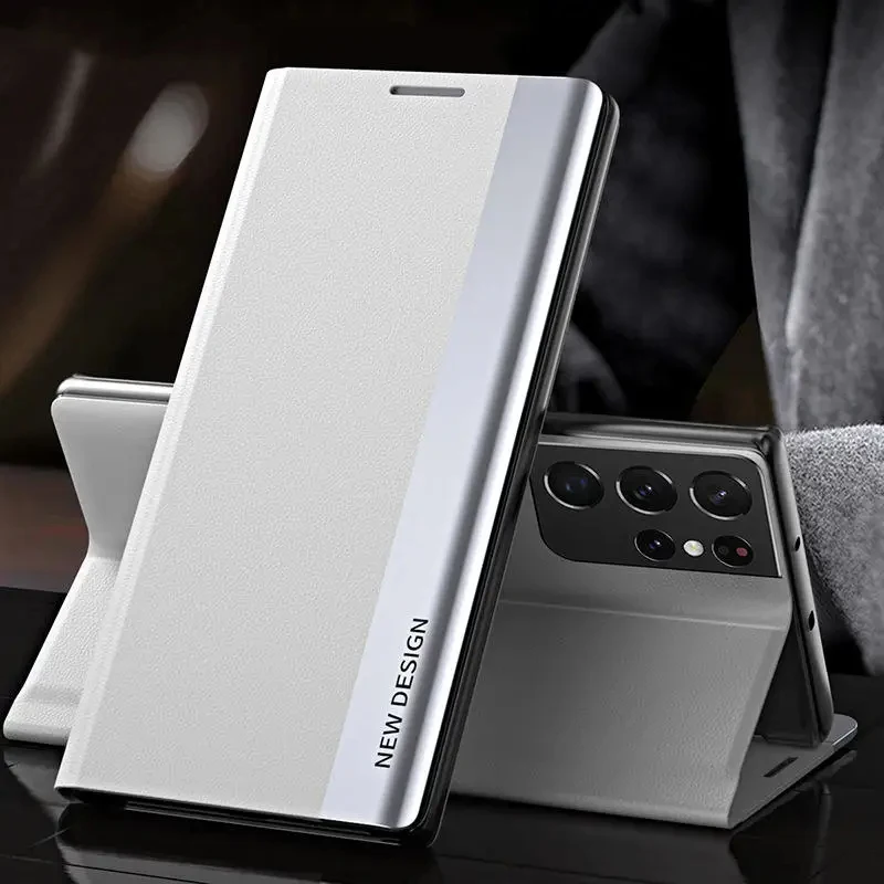 thumbnail image 1 of Luxury Leather Flip Case For Samsung Galaxy S24 S23 S22 S21 S20 Ultra Plus S23 S21 S20 FE S10 Note 20 Ultra 10 Plus Stand Cover, 1 of 5