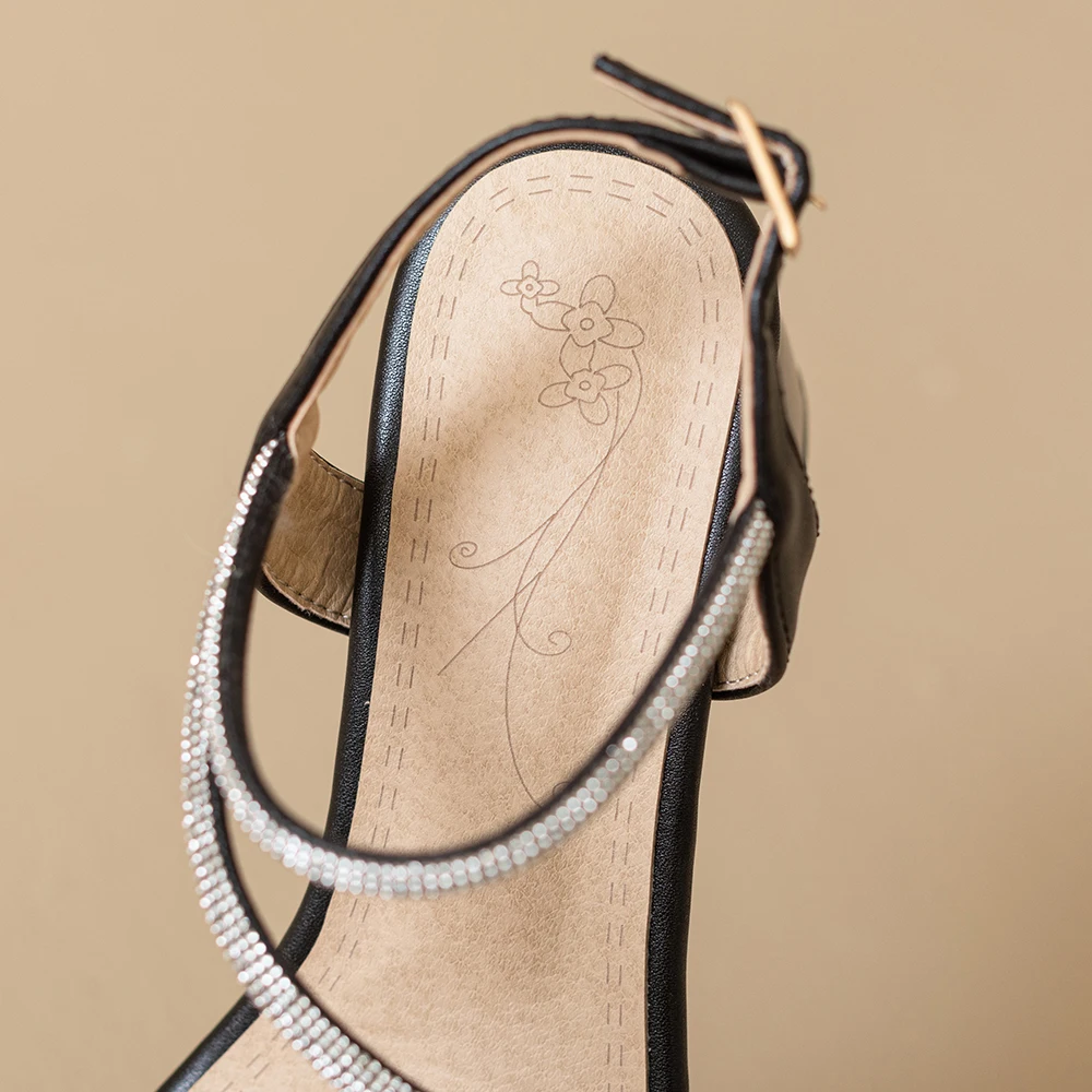 Summer Mature White Black Women Slingback Sandals Fashion High Heels Lady Shoes Plus Small Big Size 33 43 49 52
