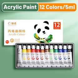 Vibrant Acrylic Paint Set - Assorted Colors, Water - Resistant, Portable for DIY Crafts, Art Projects, Canvas, and Rock Painting (12 Colors)