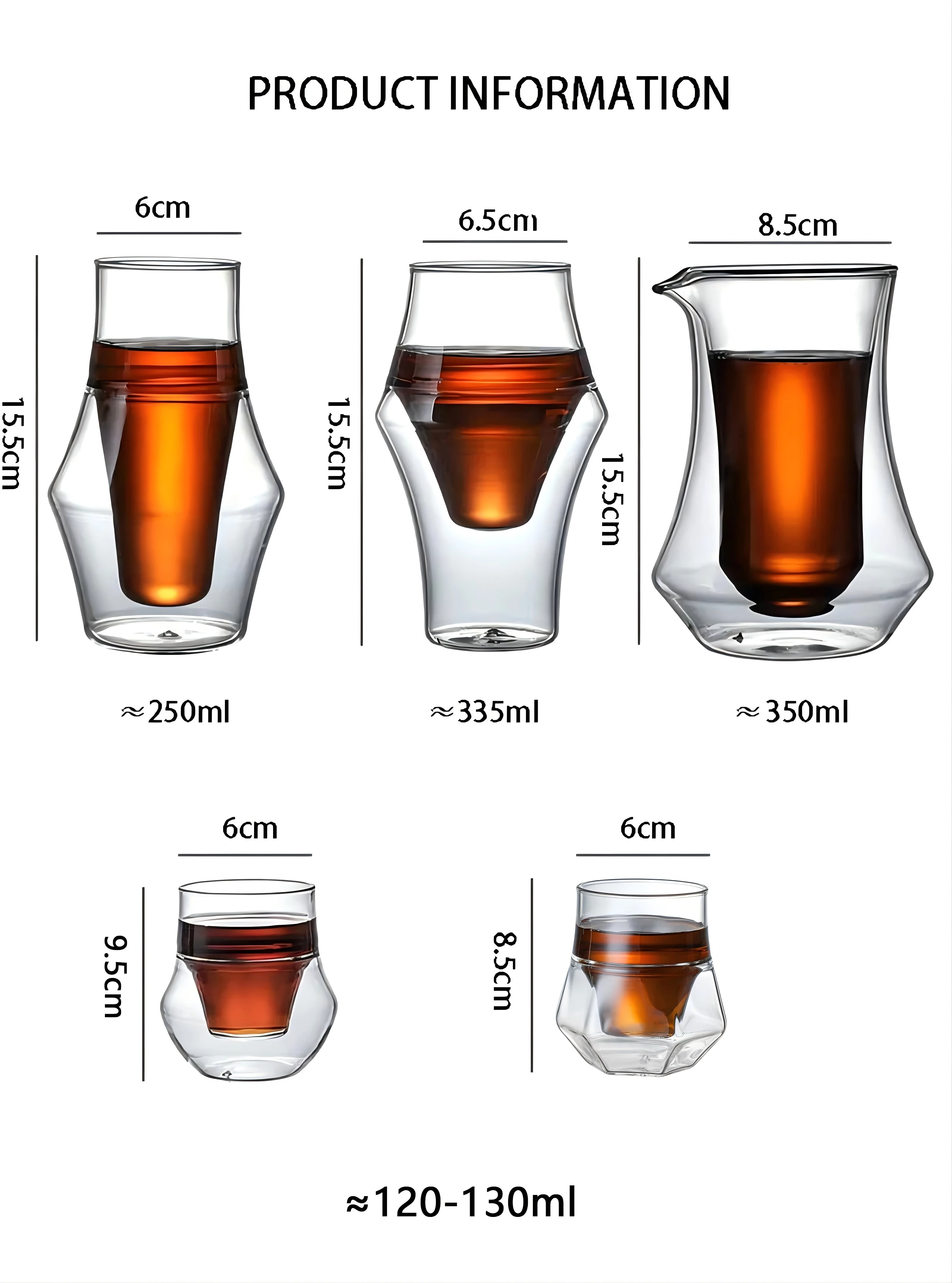 Description Picture 2 of itemYWDL 1/2PCS Double-layer Glass Cup Hanging Ear Espresso Coffee Cup Anti-scalding Milk Brandy Wine Teacup Clear Mug Set Drinkware