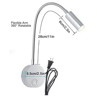 Silve 2pcs/Lot 3W 3000K 4000K 6000K LED Wall Light Reading Task Lamp gooseneck led wall reading lighting 2