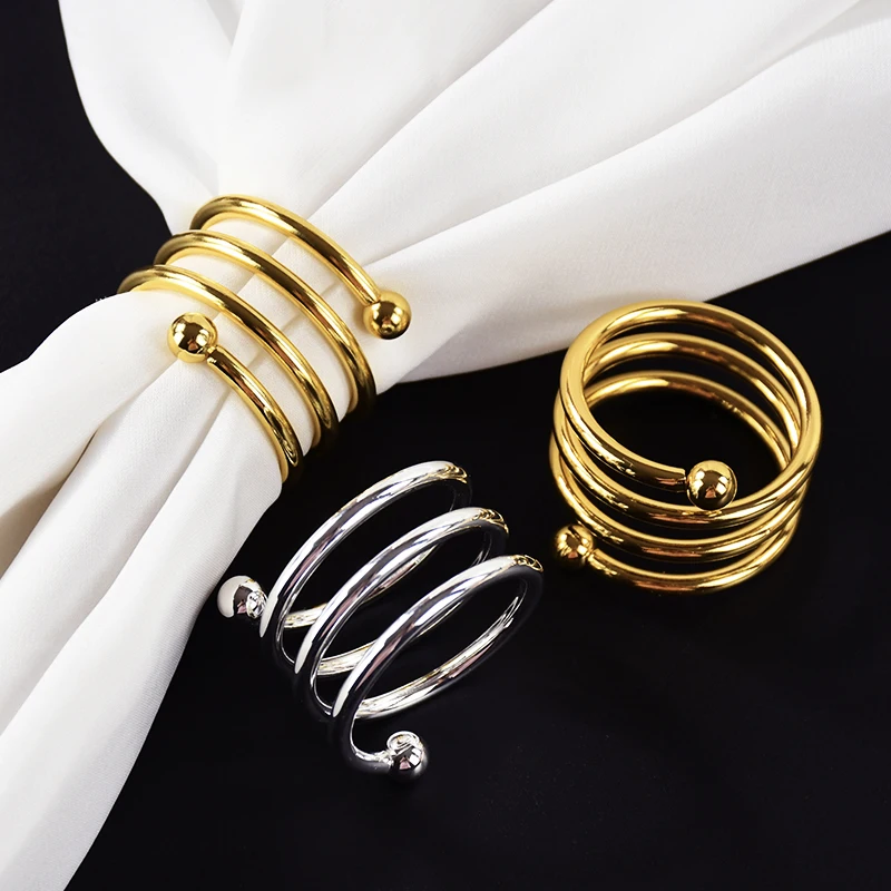 1pc Gold Silver Napkin Ring Wedding Decorations For desktop metal Napkin Buckle Holders Christmas Dinner Table Decor Supplies