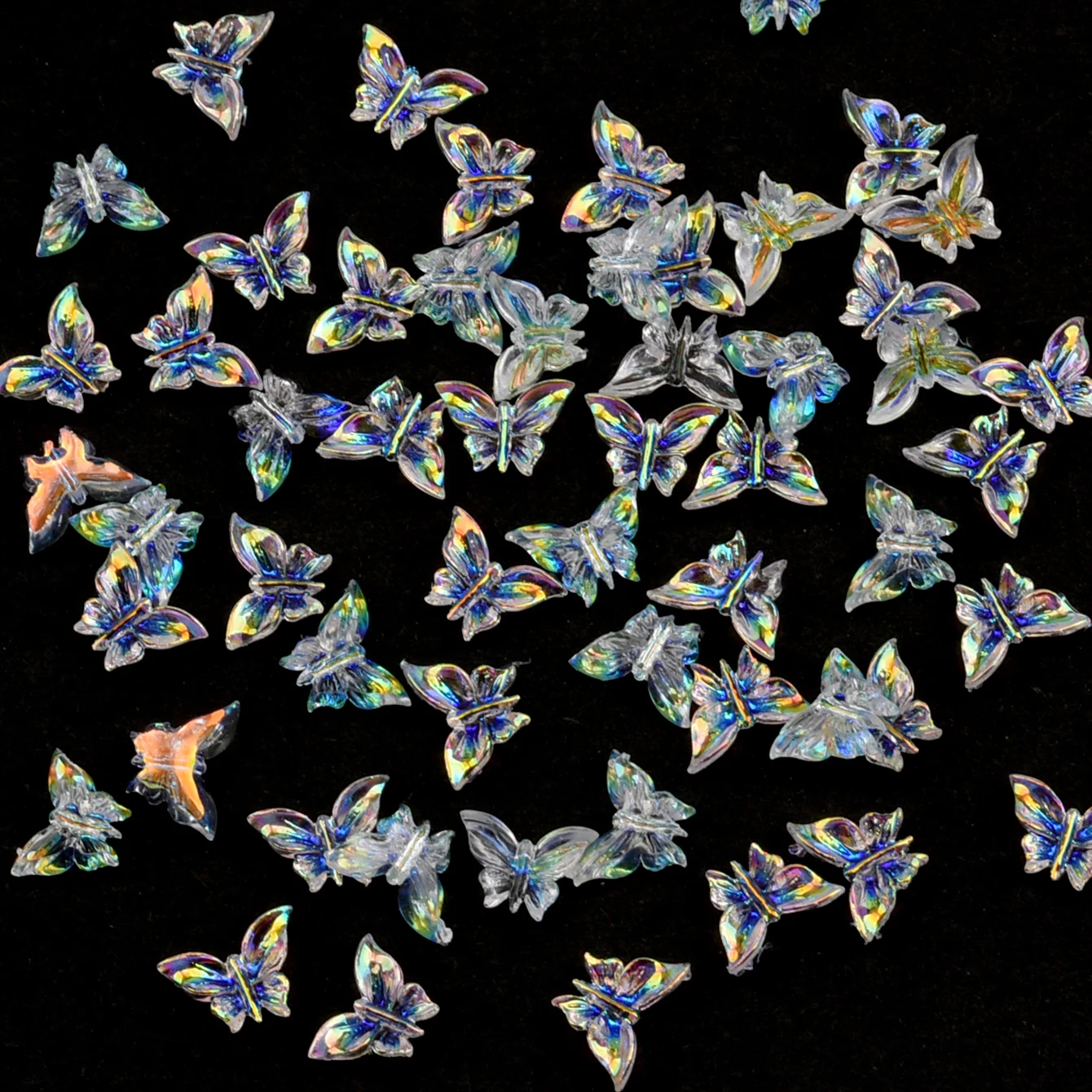 100pcs/set Aurora Butterfly Designs Nail Art Decoration Resin 3D Charms Nail Accessories Manicure for Women Girls NJ23907-1