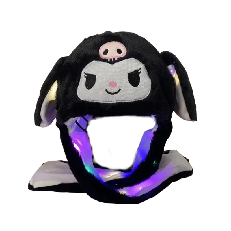 thumbnail image 2 of Gorro Kuromi de Hello Kitty con orejas móviles para niños, gorro de conejo luminoso, gorro de peluche LED con puntada divertida, accesorios para fiesta de Halloween, 2 of 3