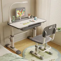 Kids Desk and Chair Set, Height Adjustable Children Bedroom Study Desk with Tilt Desktop, Can Directly for Drawing, Book Stand 1