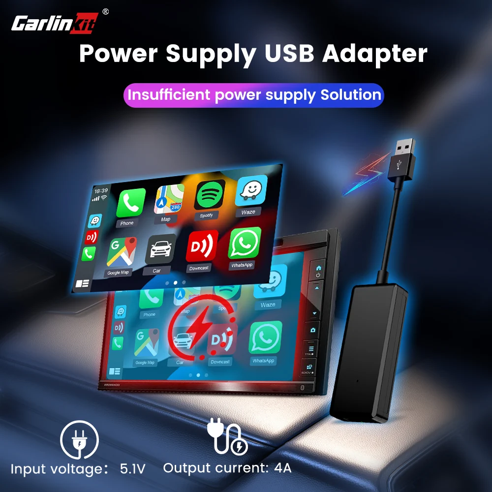 CarlinKitUSBAdapterCarPowerSupplyCable4AOutputInsufficient