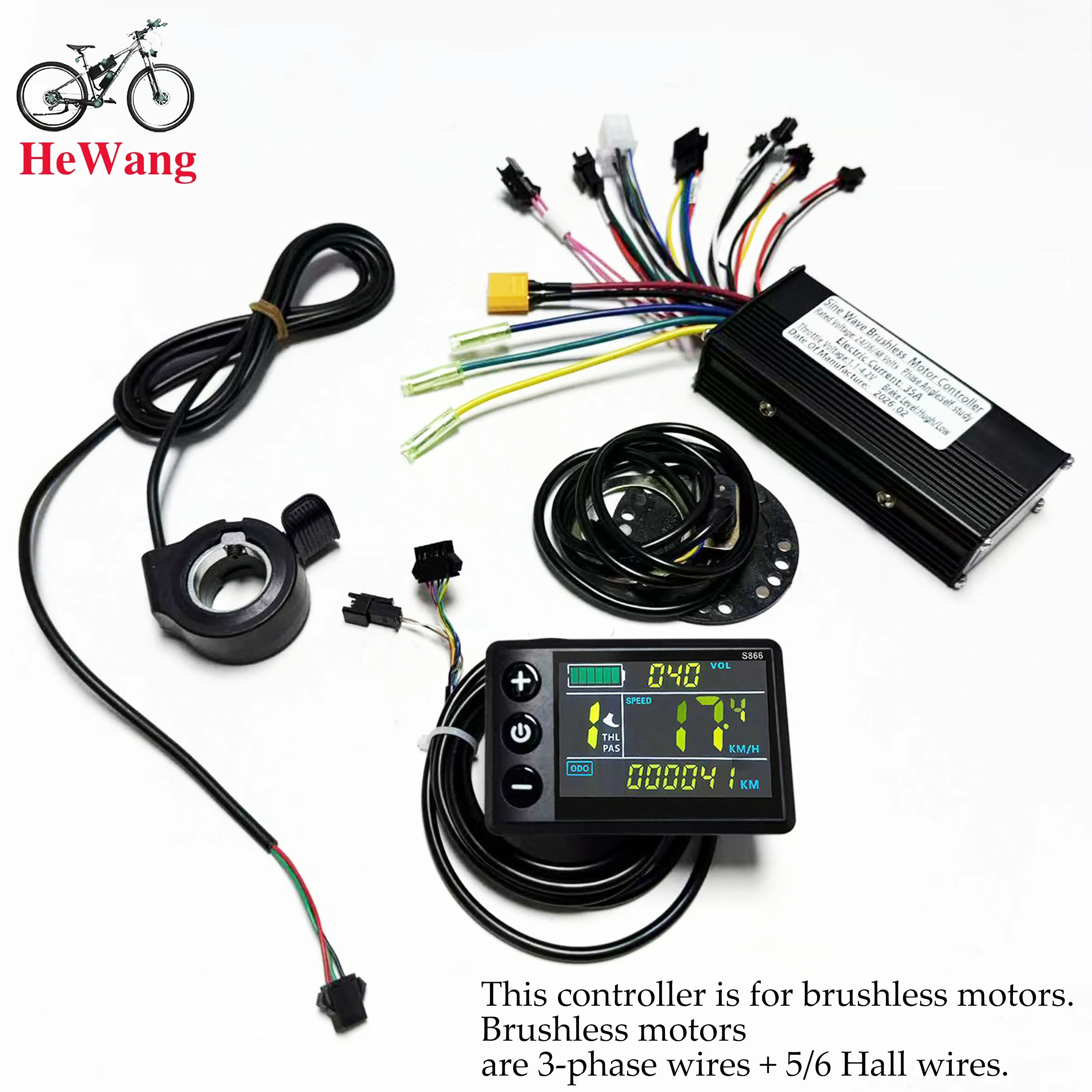 24V 36V 48V 750W 1000W 26A-35A E-bike Brushless Motor Controller with S866 LCD D