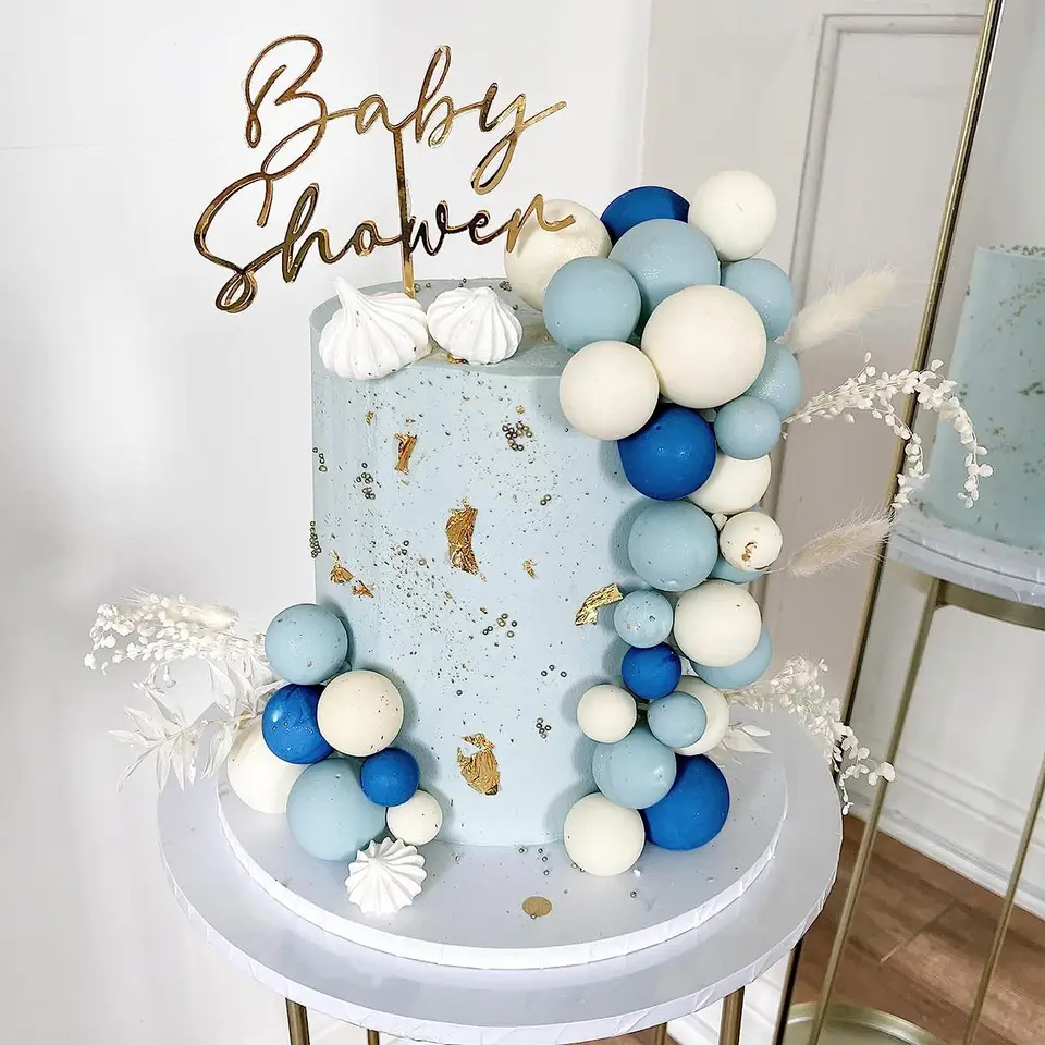 Décorations De Gâteaux En Mousse - 75 Boules Multicolores (bleu, Doré, Blanc), 4 Tailles, Pour Anniversaire, Mariage