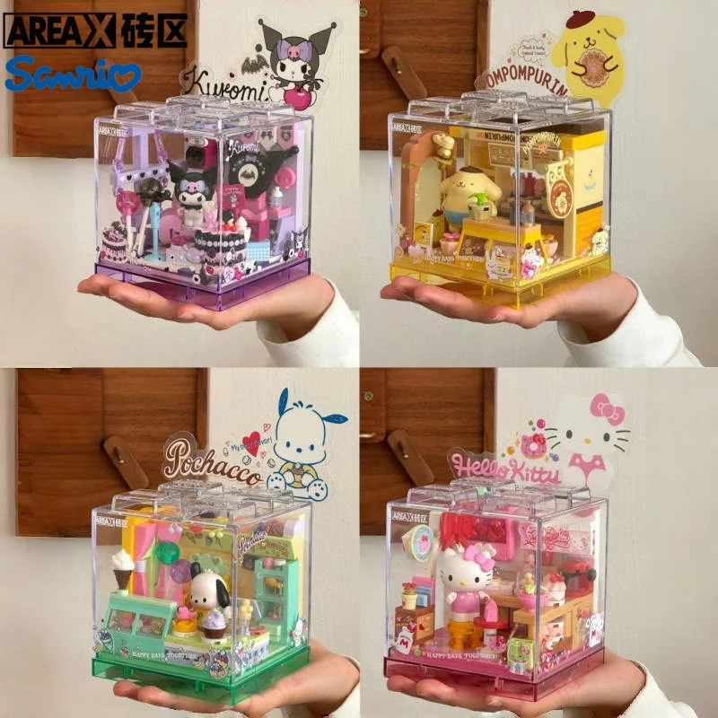 Areax 빌딩 블록 Sanrio 헬로 키티 Kuromi 마이 멜로디 작은 입자 소년 소녀 조립 장난감 모델 장식품 휴일 선물
