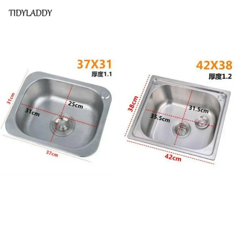 1.1Mm Thickened Sink 304 Stainless Steel Kitchen Sink Multiple Size Single Basin Sink Kitchen Accessories Kitchen Fixture