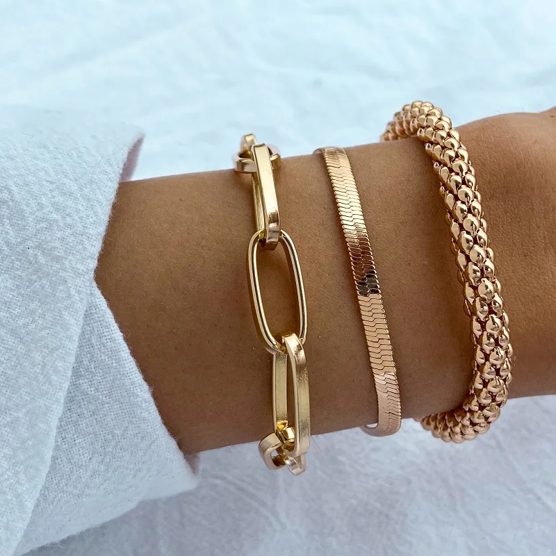 Bracelets Chaîne Serpent Abeillo - Lot De 6, 16 Cm, Pendentif Cœur - DIY Bijoux