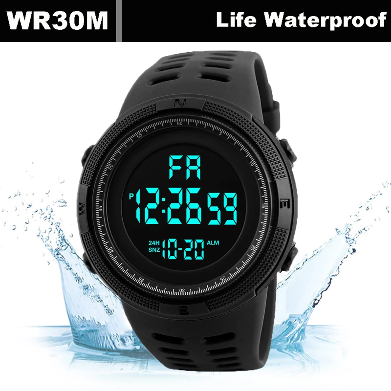Orologio Digitale Sportivo Uomo: Impermeabile 50m, Con LED E Cronometro – Cinturino In Gomma, Look Tattico Militare