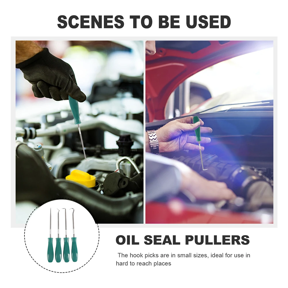 4Pcs 135mm Car Auto Vehicle Oil Seal Screwdrivers Set O-Ring Seal Gasket Puller Remover Pick Hooks Repair Tools for Car