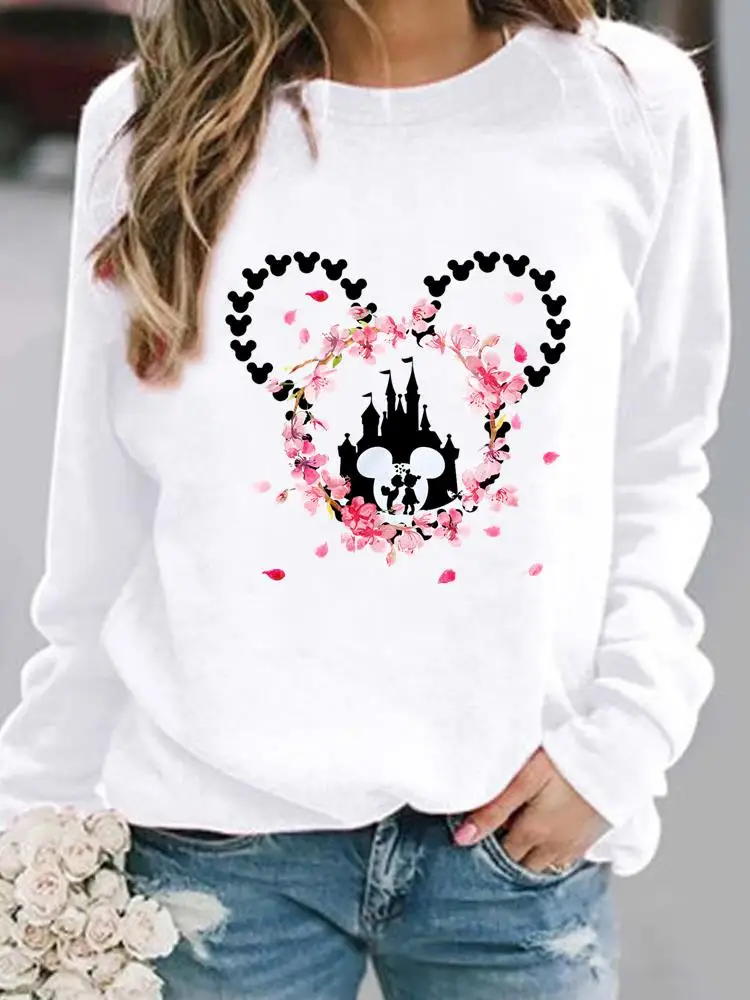 

Women Sweet Love Floral Style Trend Fashion Pullovers Holiday Cartoon Autumn Spring Print Casual Lady Female Graphic Sweatshirt