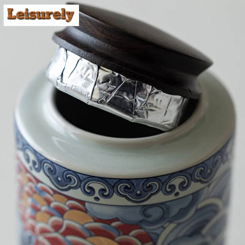 Grass Gray Blue and White Full Color Tea Box Organizer Moisture-proof Ancient Storage Tank Containers Tea Caddy Tea Service Gift