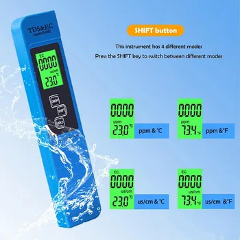 2pcs tds מד מד מטר 0ph דיוק גבוה eph מטר 0-9990pm 4