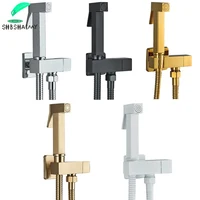 Brass Bidet Faucet Single Cold Water Tap Handheld Bidet Spray Shower Set Toilet Shattaf Sprayer Douche Hygienic Shower Black 1