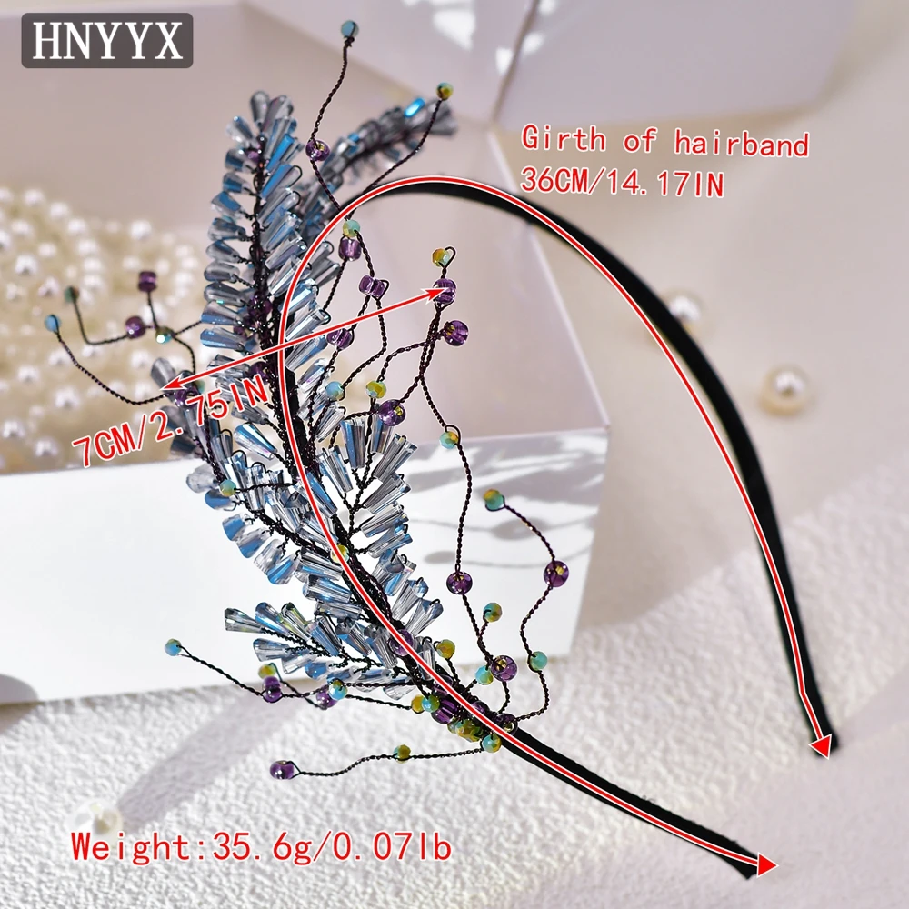 HNYYX Blue Crystal Headbands for Women Elegant Hair Accessories Party Hair Hoop for Girls Shiny Rhinestone Headbands A25