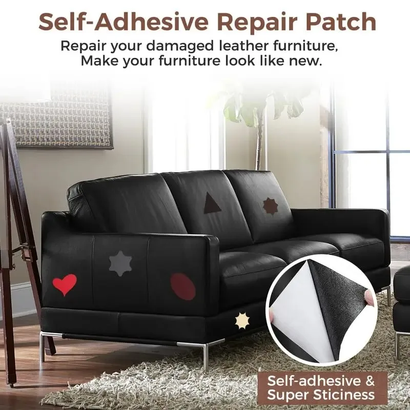 자체 접착식 가죽 수리 테이프, 소파 카시트 핸드백 재킷, 가구 신발, 응급 처치 패치 가죽 테이프, 블랙