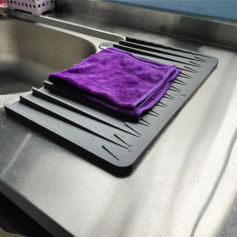 Kitchen Silicone Dish Drainer Mats Large Sink Drying Worktop Organizer Drying  Mat for Dishes Heat Resistant Kitchen Accessories - AliExpress