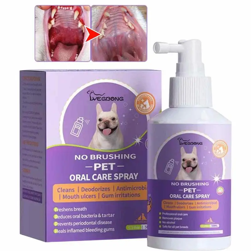 

50ml Dog Breath Spray Dogs Mouth Fresh Teeth Cleaning Deodorant Remove Kittens Bad Breath Odor Mouth Care Cleaner For Most Pets