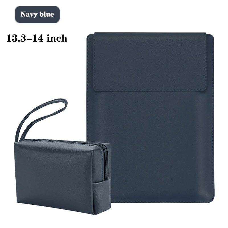 Versatile Waterproof Leather Laptop Sleeve with Built-in Stand