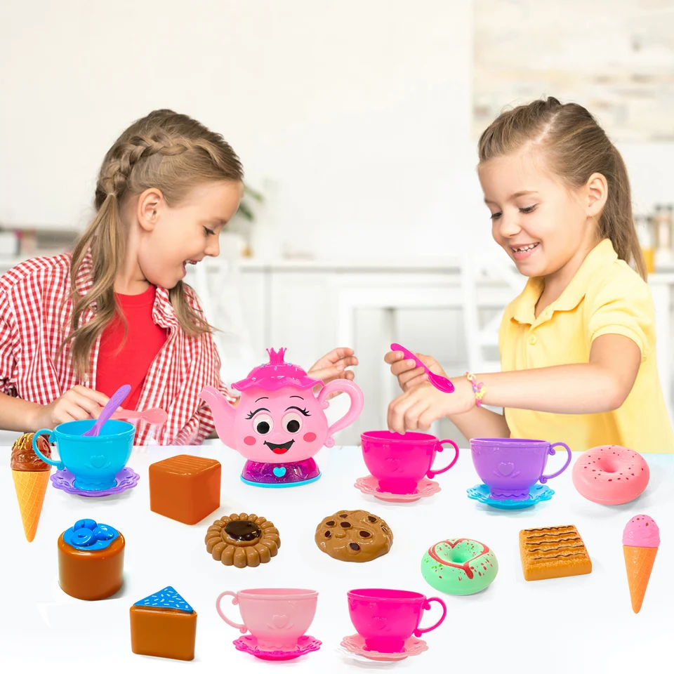 Baby Toys QIZEBABY Tea Party Set For Girls ,48 PCS Kids Tin Tea