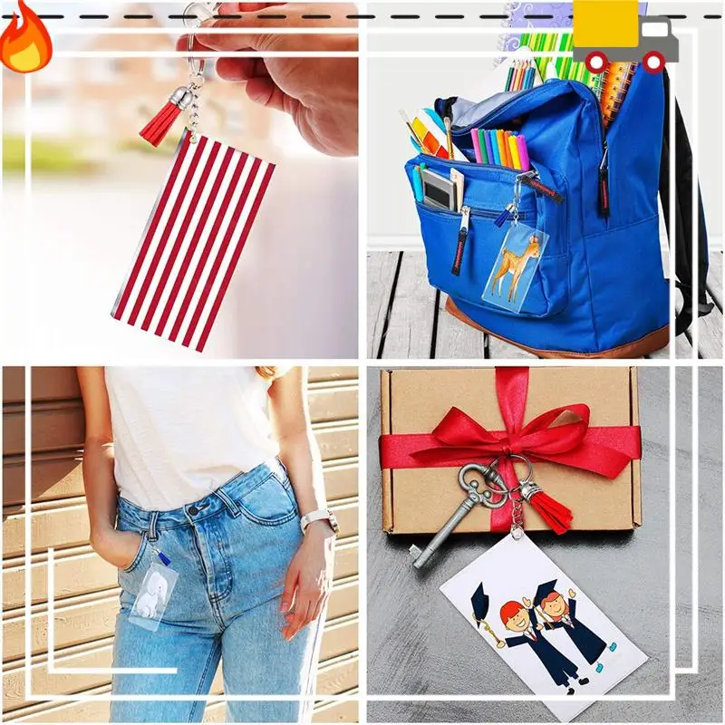 50개 승화 아크릴 키체인 블랭크 투명 송 키체인 블랭크 비닐 키트용 직사각형 키체인