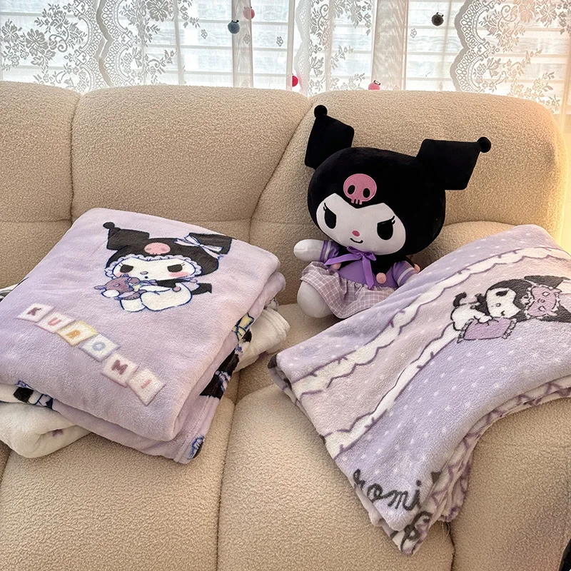 Sanrio Knit Fluffy Throw Blanket Hello Kitty Summer Blankets Kuromi Cinnamoroll My Melody Super Soft Lightweight Bedding Home 4