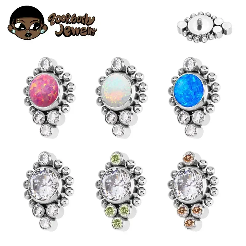 ASTM F136 Titan Piercing Knorpel Ohrstecker Zirkon Opal Achat Labret Lippe Tragus Weihnachtsgeschenk Körperschmuck für Frauen
