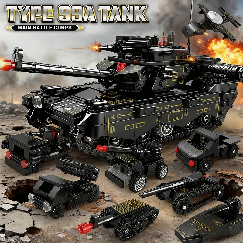 8 in 1 Tank Building Blocks WWII Military Model Kit Army Plane Truck Soldier Fig