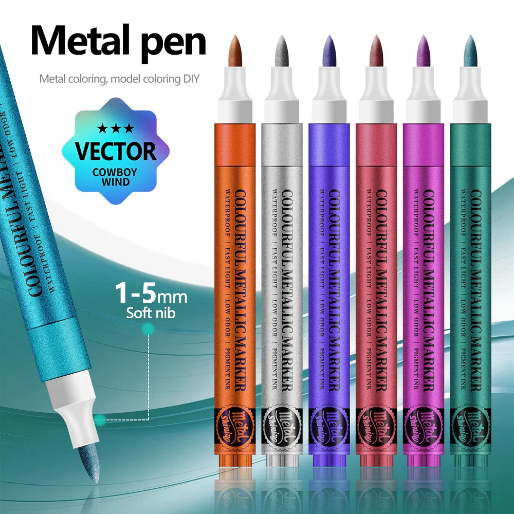Metallic Markers Pens 12 Colors For Black Paper Glass Rock Painting Halloween Pumpkin Scrapbook Album