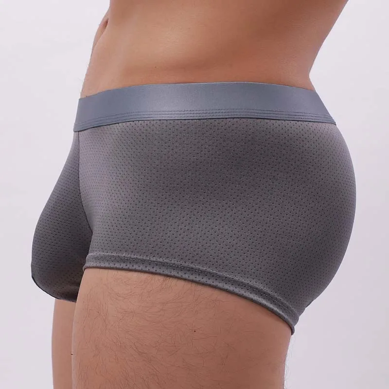 Hot Penis Hole Men Boxers Underwear Sexy Mesh Penis Pouch Male Panties Men U Convex Trunks Boxershorts Gay Lingerie Underpants 2