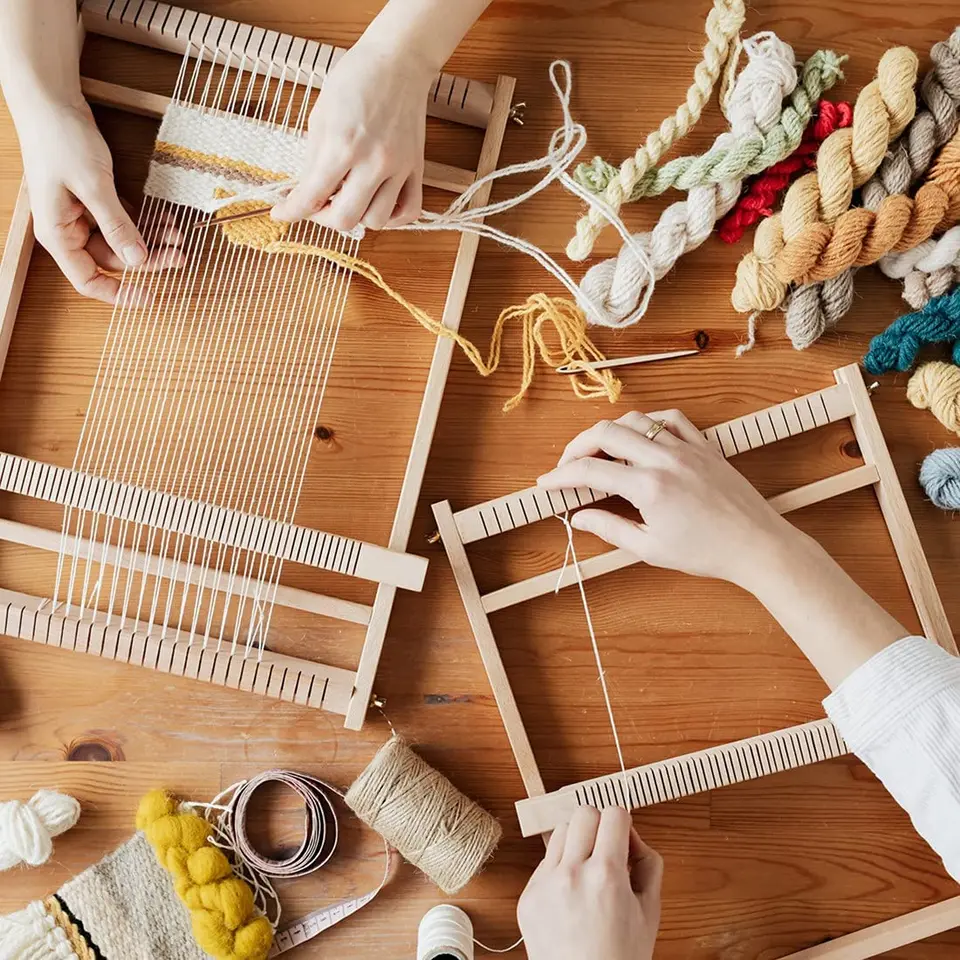 Weaving Loom, Wooden Weaving Kit Adjustable Hand Weaving Machine Hand Knitting Loom, Tapestry Hand Knitted Machine DIY Woven Set, Extra Large Frame For Beginner