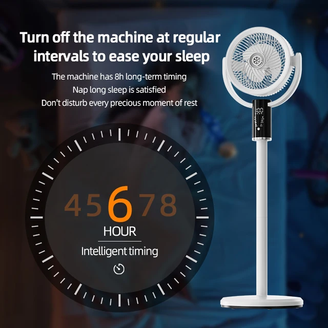 F5 floor fan household digital display timed desktop small high wind vertical shaking air circulation fan with remote control 6