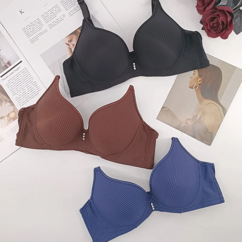 

BANNIROU 1Pcs Cotton Solid Bra Underwire Push Up Lingerie Underwear For Young Woman Bralette Soft Bra With Convertible Straps