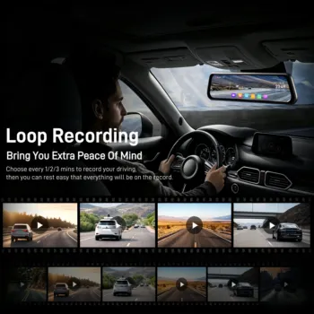 10 Inch Car DVR Car Touch Screen video Recorder with WiFi 4K+2.5K Dual Rearview Mirror Front and Rear Night Vision Camera Mirror 4