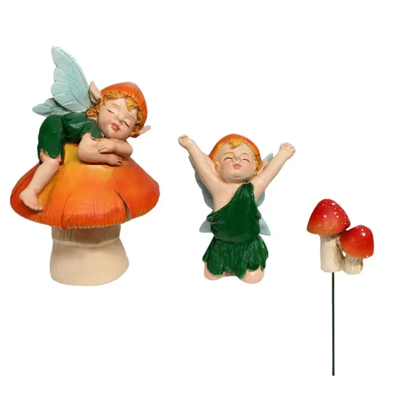 

Resin Mushroom Dwarf Fairy Garden Decorations Resin Mushroom Elf Miniature Kit Fairy Garden decor Outdoor Statues For Plant Pots