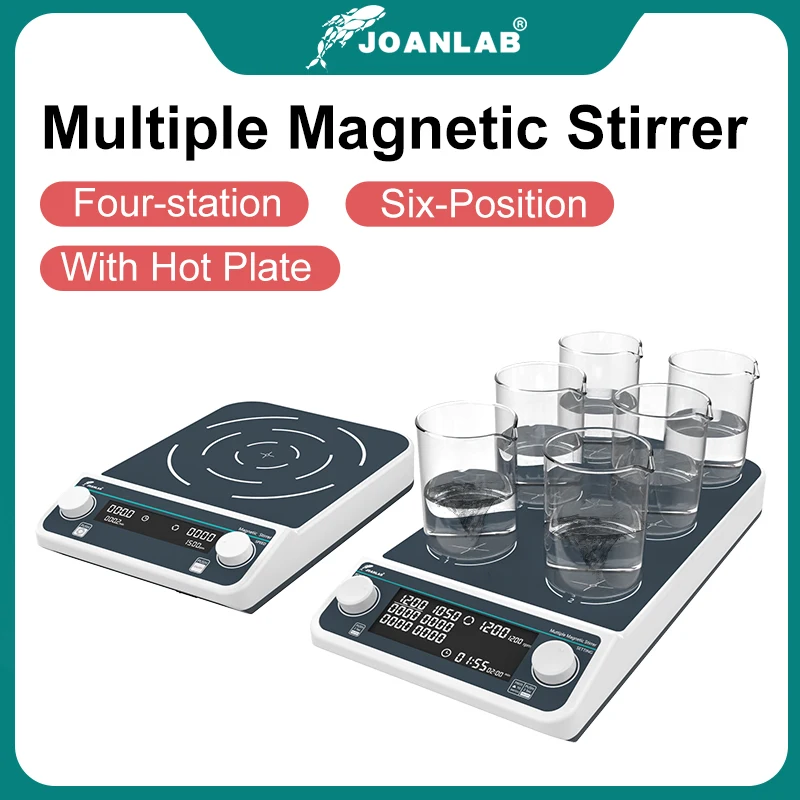 Magnetic Stirrer Hot Plate Digital Display Laboratory Stirrer Magnetic Mixer Heating Four-station Six-Position magnetic stirrer